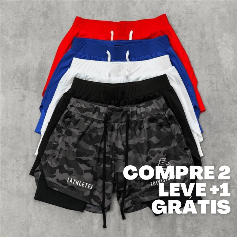 Compre 2 e Leve +1 Grátis - Shorts Dryfit Division | 2 em 1 | Secagem Rápida