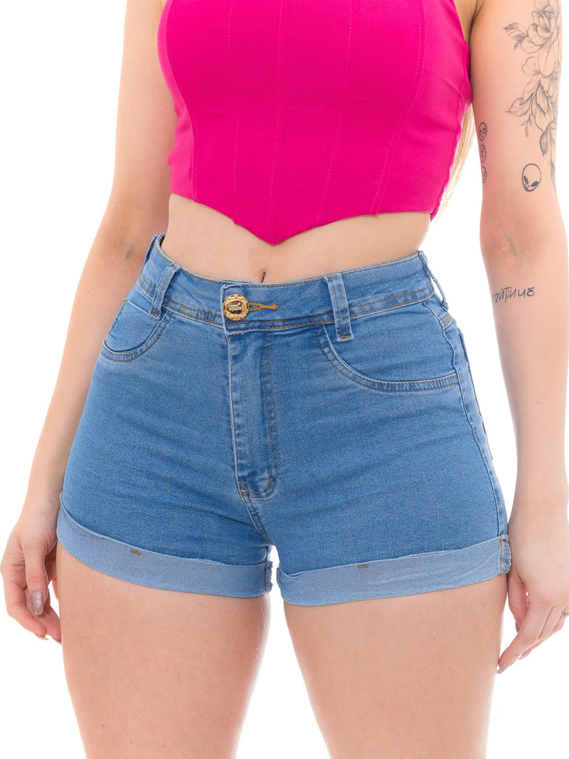 Shorts Jeans Feminino I Levanta Bumbum I Barra Dobrada