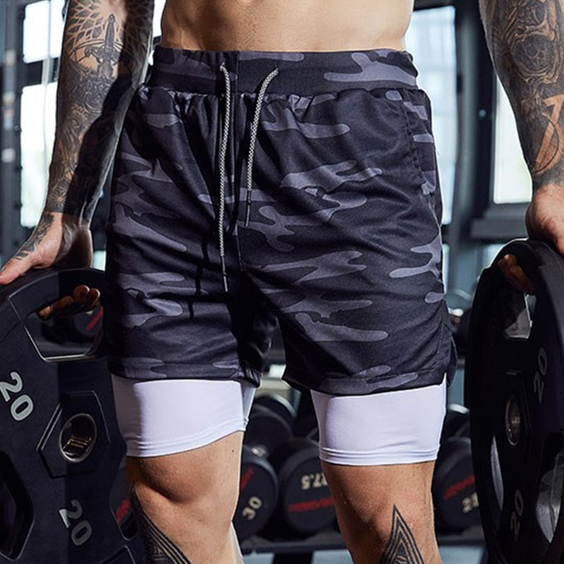 Shorts Dryfit Clean | 2 em 1 | Secagem Rápida Camuflado