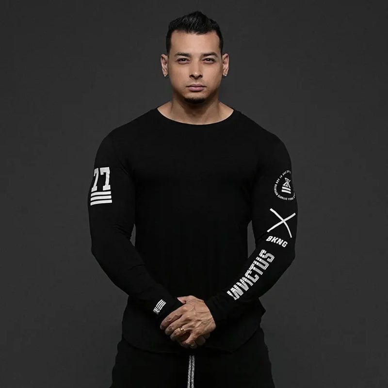 Camisa de Manga Longa Slim | Treino/Casual | Secagem Rápida Preta