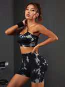 Conjunto Shorts Tie Dye Stretch | Cintura Alta | Sem Costura