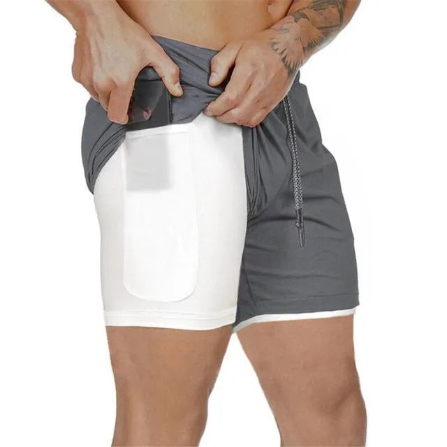 Shorts Dryfit Clean | 2 em 1 | Secagem Rápida Cinza