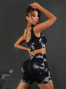 Conjunto Shorts Tie Dye Stretch | Cintura Alta | Sem Costura