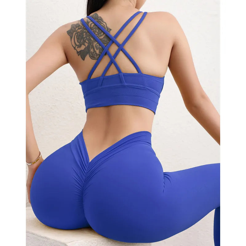 Calça Legging Corte V | Levanta BumBum | Sem Costura | Cintura Alta Azul