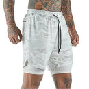 Shorts Dryfit Clean | 2 em 1 | Secagem Rápida Camuflado Branco