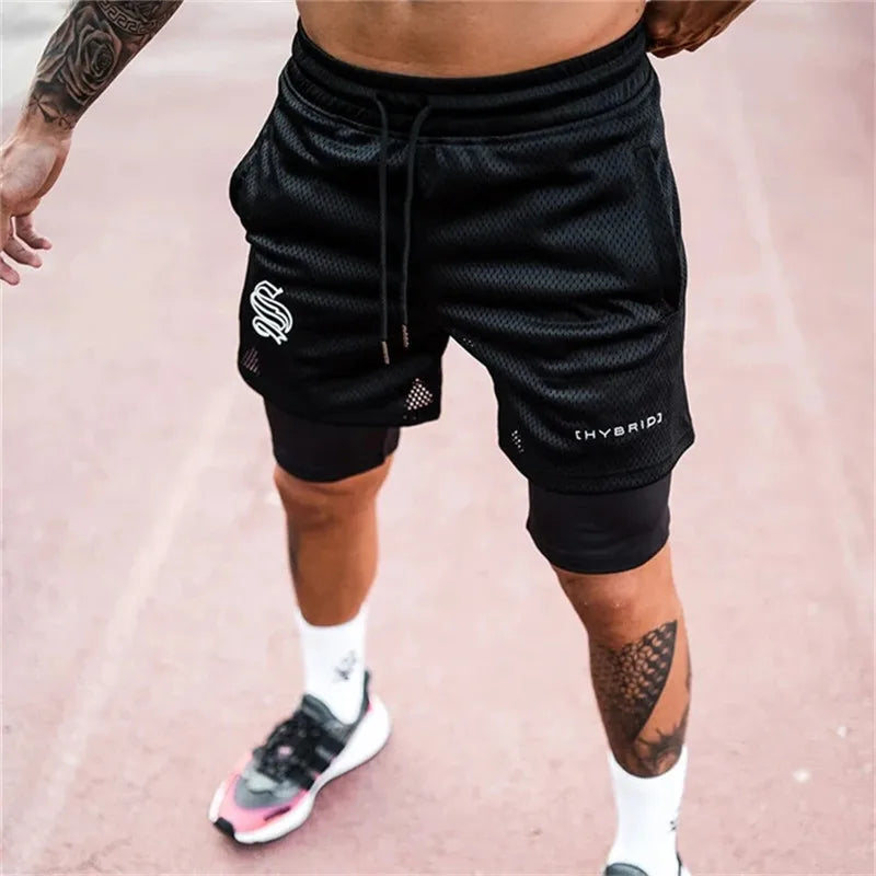 Shorts Dryfit Hybrid | 2 em 1 | Secagem Rápida | Respirável Preto