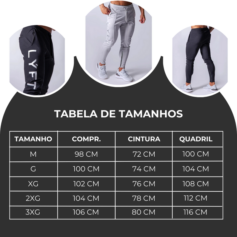 Calça LYFT | Nova Moda Masculina Tabela de Tamanho