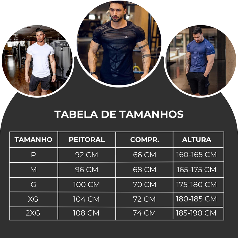 Camiseta de Compressão | Modelo 2024 Tabela de Tamanhos