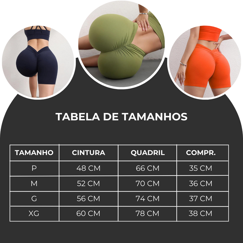 Shorts Legging Corte V | Levanta BumBum | Sem Costura | Cintura Alta